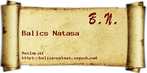Balics Natasa névjegykártya